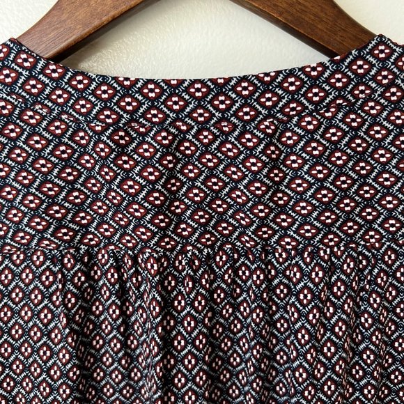 LOFT Petite Shirt Dress with Navy / Burgundy Pattern - Picture 9 of 11